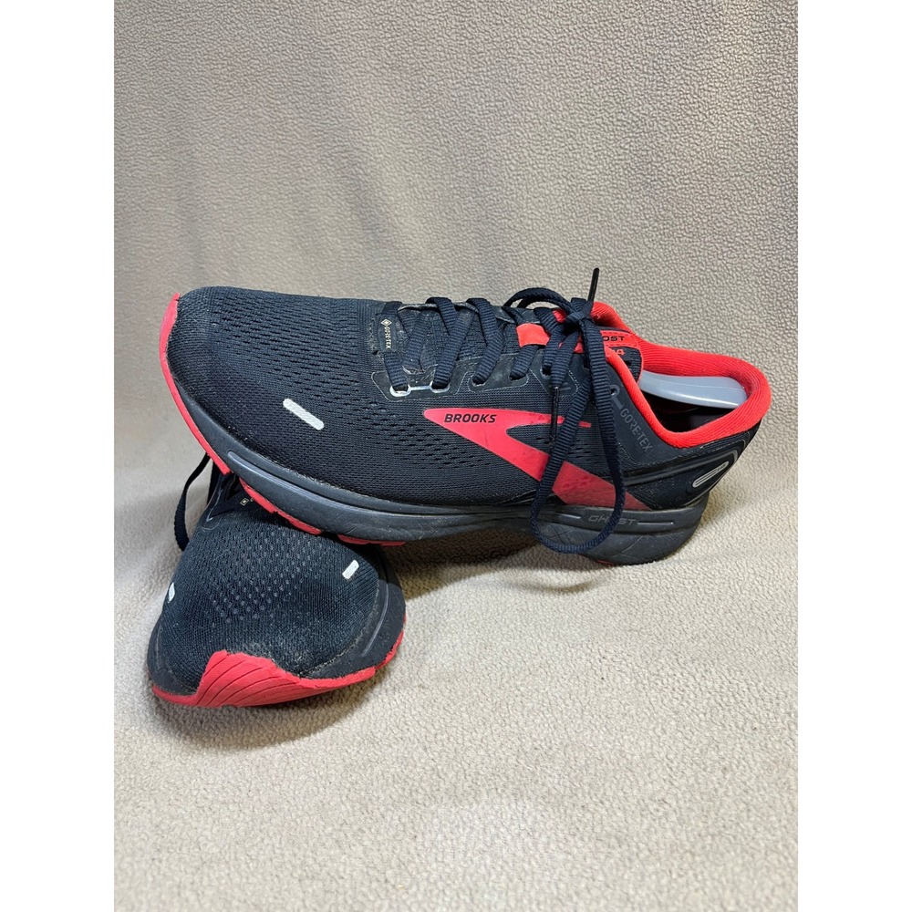 Brooks Ghost 14 GTX Mens Running Shoes Size 9 Black Red Waterproof Sneakers